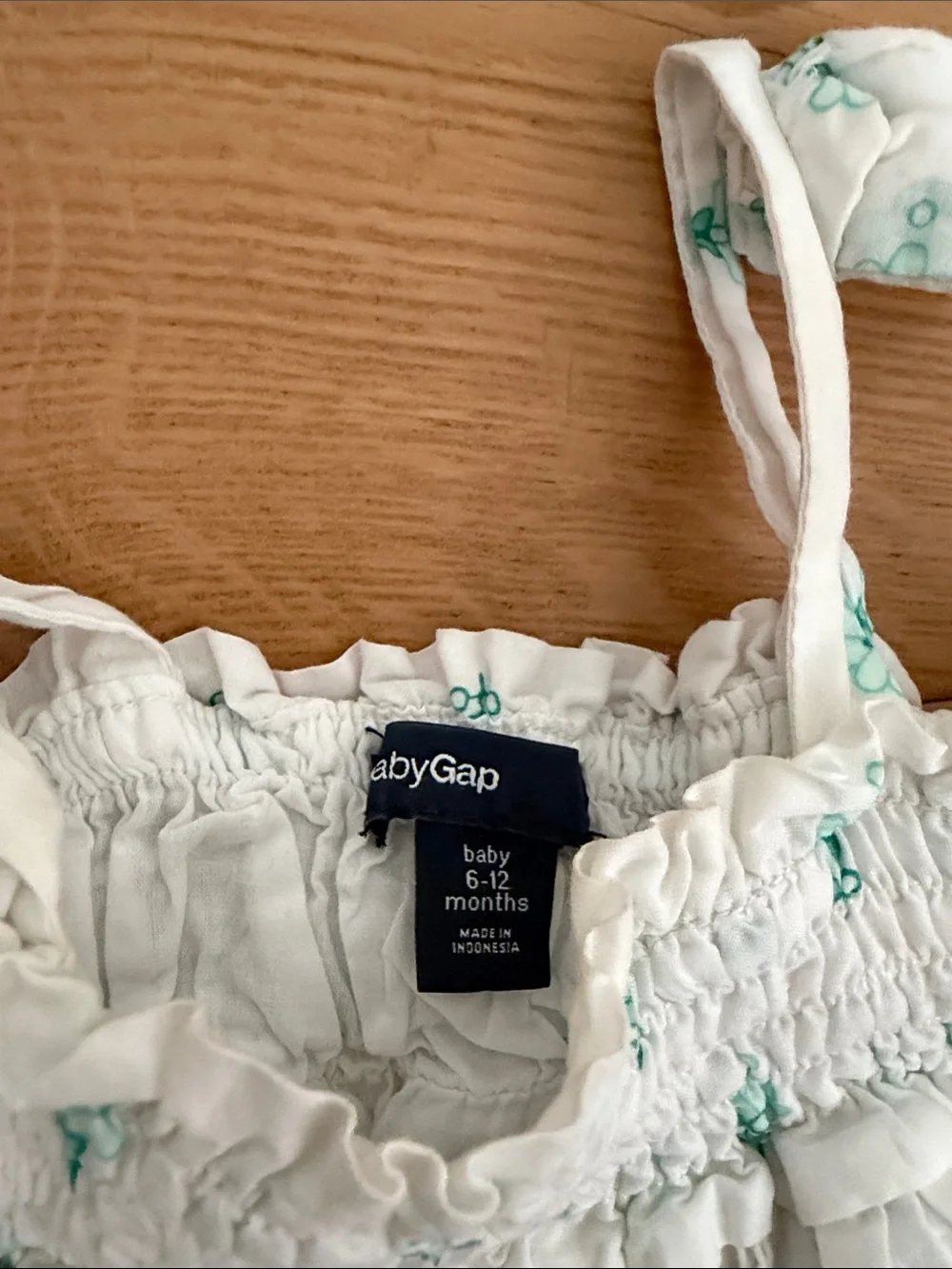 GAP White and Mint Green Smocked Sundress